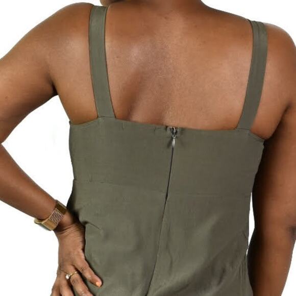 Need Supply Co Dress Green Sundress Olive Army Midi Tie Front Tank Size Medium - Picture 5 of 12
